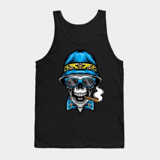 smoking skull wearing bucket hat Tank Top